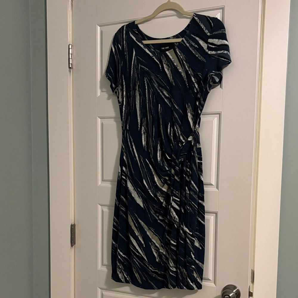 NIC+ZOE Navy and Cream Midi Dress